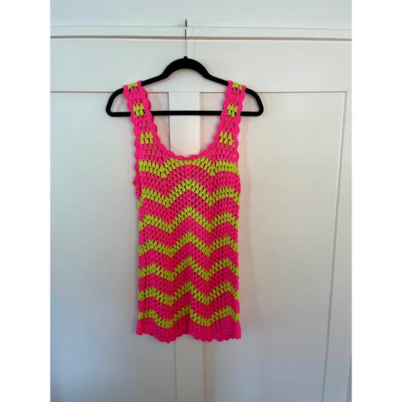 NEW NWT Show Me Your Mumu Tara Mini Dress Watermelon Wave Crochet Size Small - Picture 2 of 5